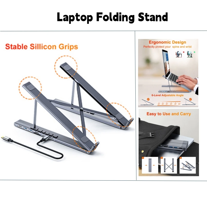 laptop-folding-stand-aluminum-alloy-hub-multi-interface-8-in-1-expansion-stand-bracket-accessories