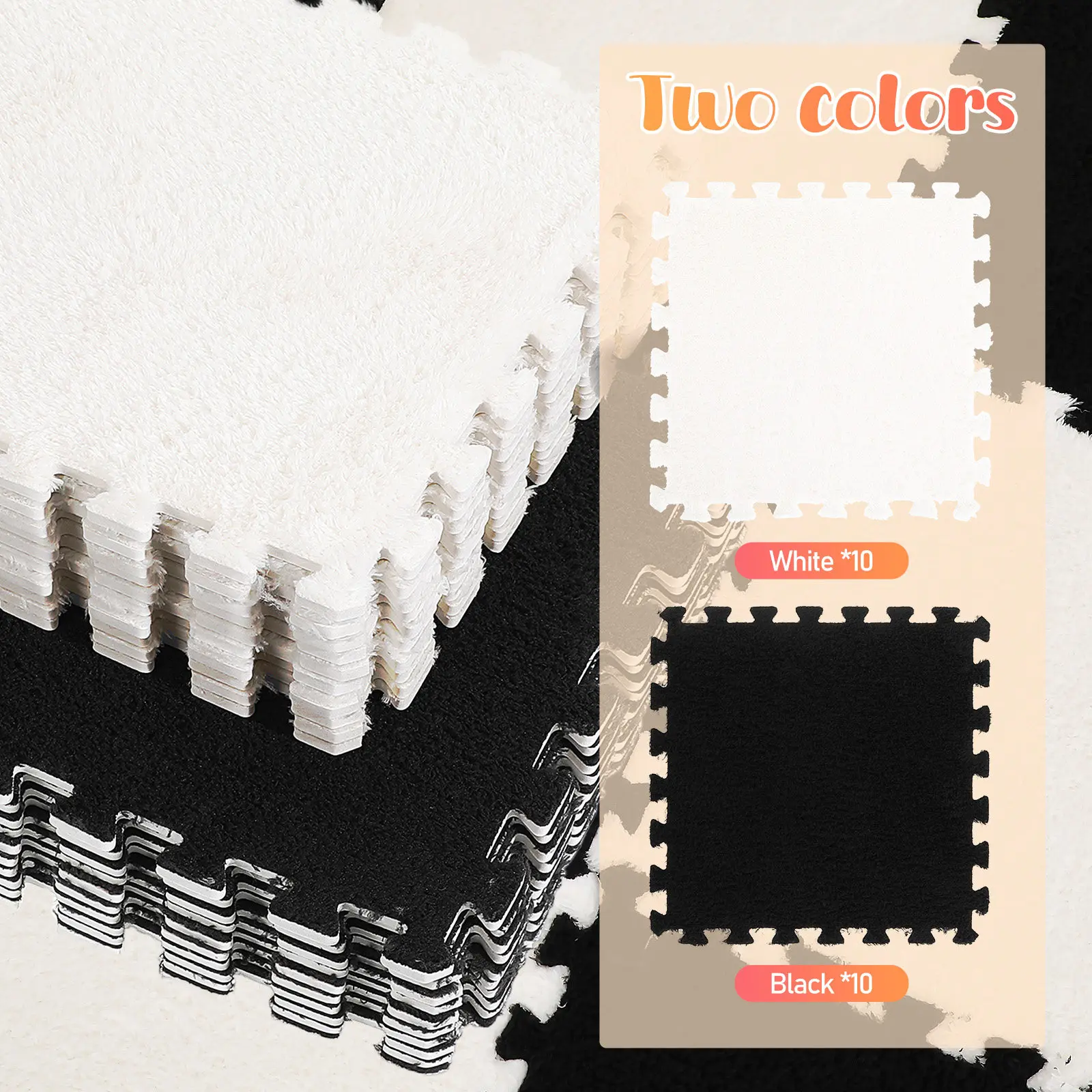 20Pcs Interlocking Carpet Tiles Soft Cushioned Puzzle Floor Mats for Nursery Playroom Home Office Room Thickened Carpet
