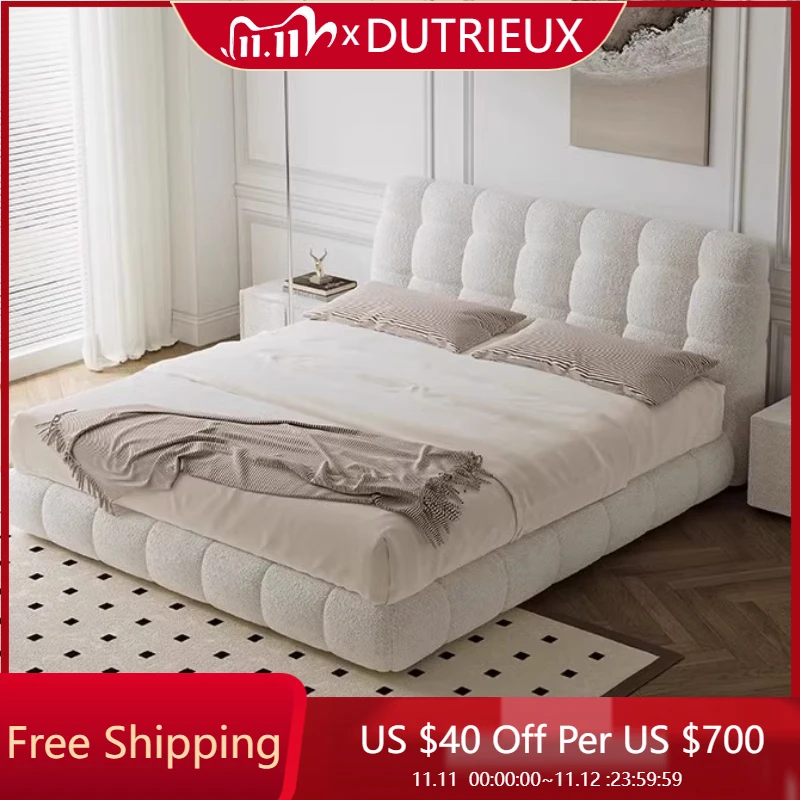 

Изголовье свадебной кровати Французский кремовый качественный дизайнер Модная кровать Эстетика Удобная роскошная мебель для спальни Cama Casal