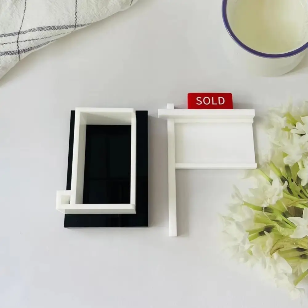 Sold Sign Real Estate Business Card Holder Removable Large Capacity Desktops Card Display Stand Open Design Wood
