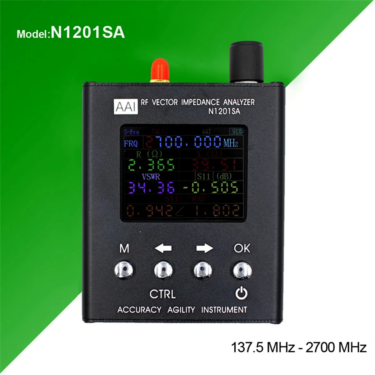 N1201SA 140MHz - 2.7GHz UV RF Vector Impedance ANT SWR Antenna Analyzer Meter Tester Resistance/Impedance/SWR