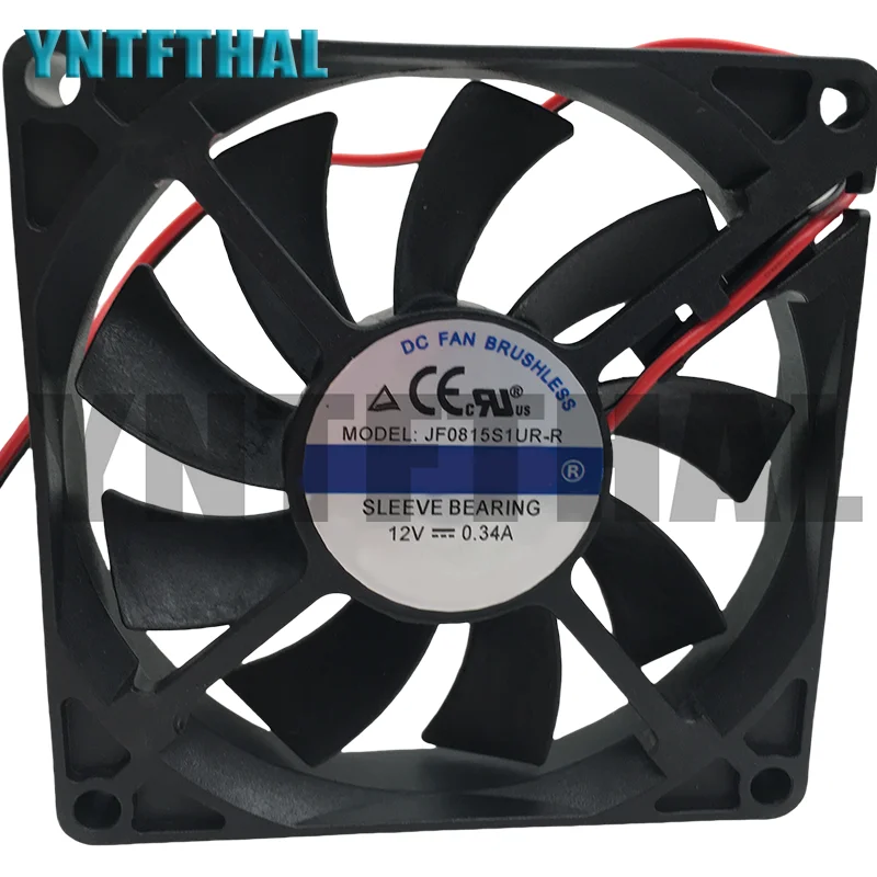 Ventilador refrigerando JF0815S1UR-R, DC12V, 0.34A, 8cm, 8015, novo