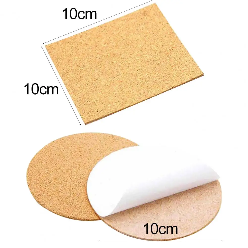 Heat Insulation 10 Pcs Hard Home Office Kitchen Drink Coaster Keep Safe Cork Coasters Self-adhesive   Household Stuff