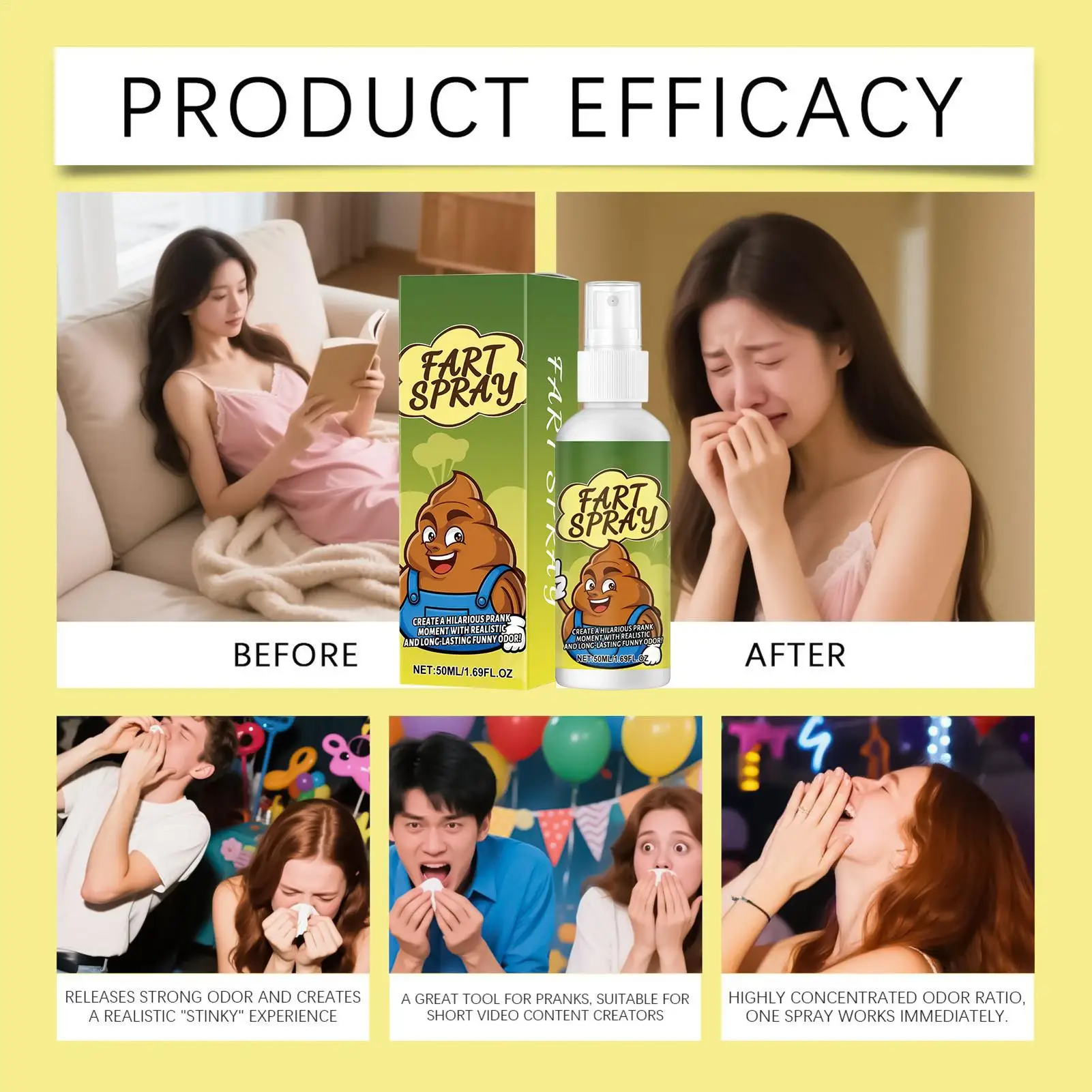 สเปรย์กลิ่นตัว 50 มล. ของเล่นแกล้งคน ตลกขบขัน สำหรับผู้ใหญ่และเด็ก ของเล่นเล่นตลก งานปาร์ตี้ ของเล่นแกล้งคน กลิ่นเหม็น แก๊สเหม็น ของเล่นแกล้งคน ตลกขบขัน