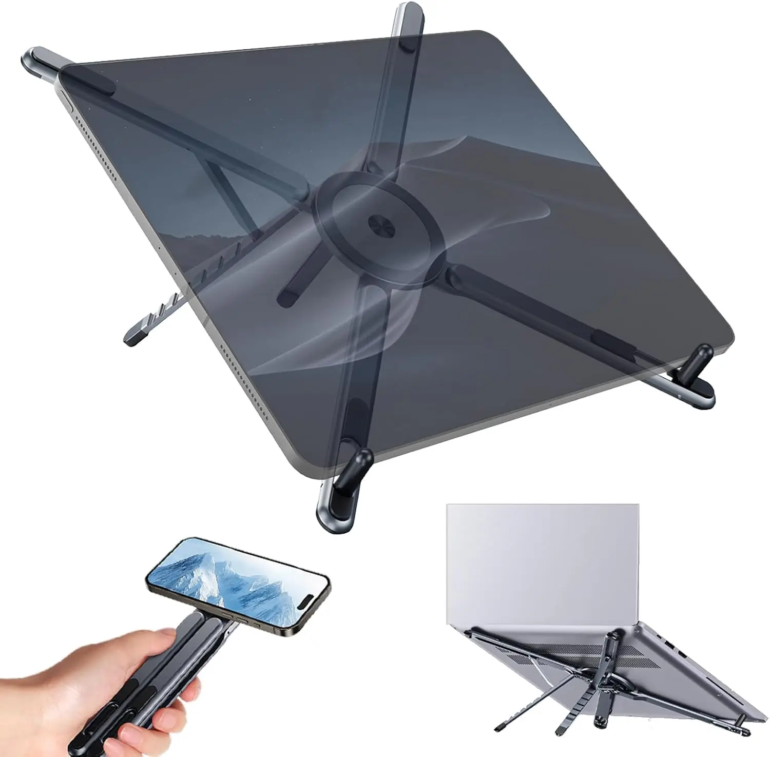 

Портативная регулируемая складная подставка-держатель для ноутбука, планшета, телефона для стола и путешествий (iPad, MacBook, iPhone)