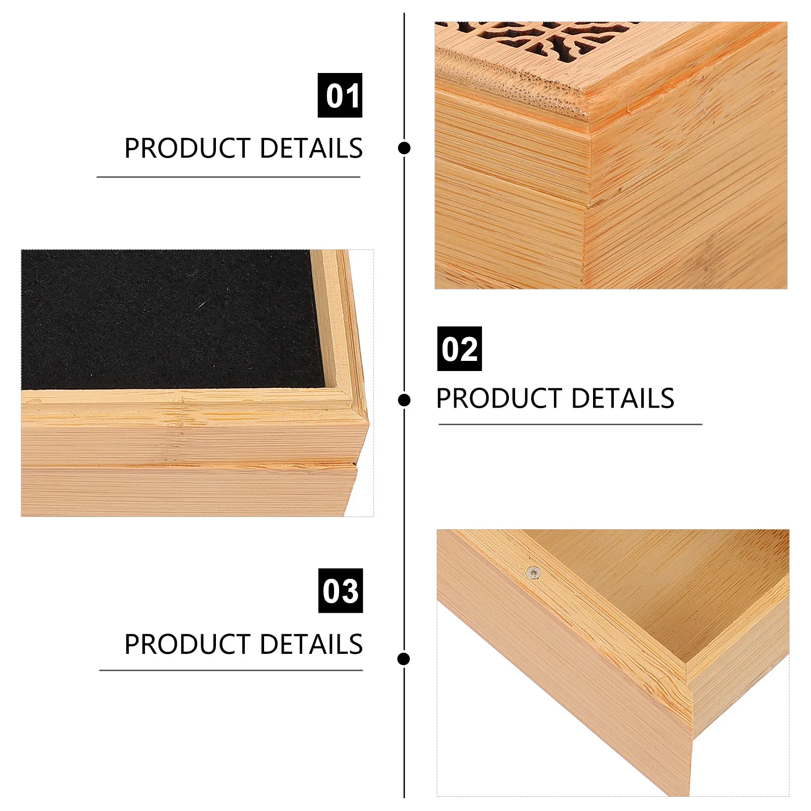 

Bamboo Incense Burner Square Hollow Design Smooth Surface Color Vintage Home Decor Aroma Burner Creative Incense
