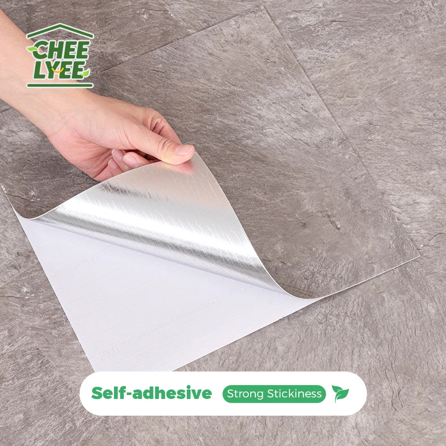 12/24 Pieces 30*30cm Sxp Self-Adhesive Wall Stickers, Floor Stickers, Self-Adhesive Tile Stickers, Marble Pattern Solid Color Self-Adhesive Stickers, with Aluminum Foil, Peel and Stick, Suitable for Various Dry and Flat Indoor Locations