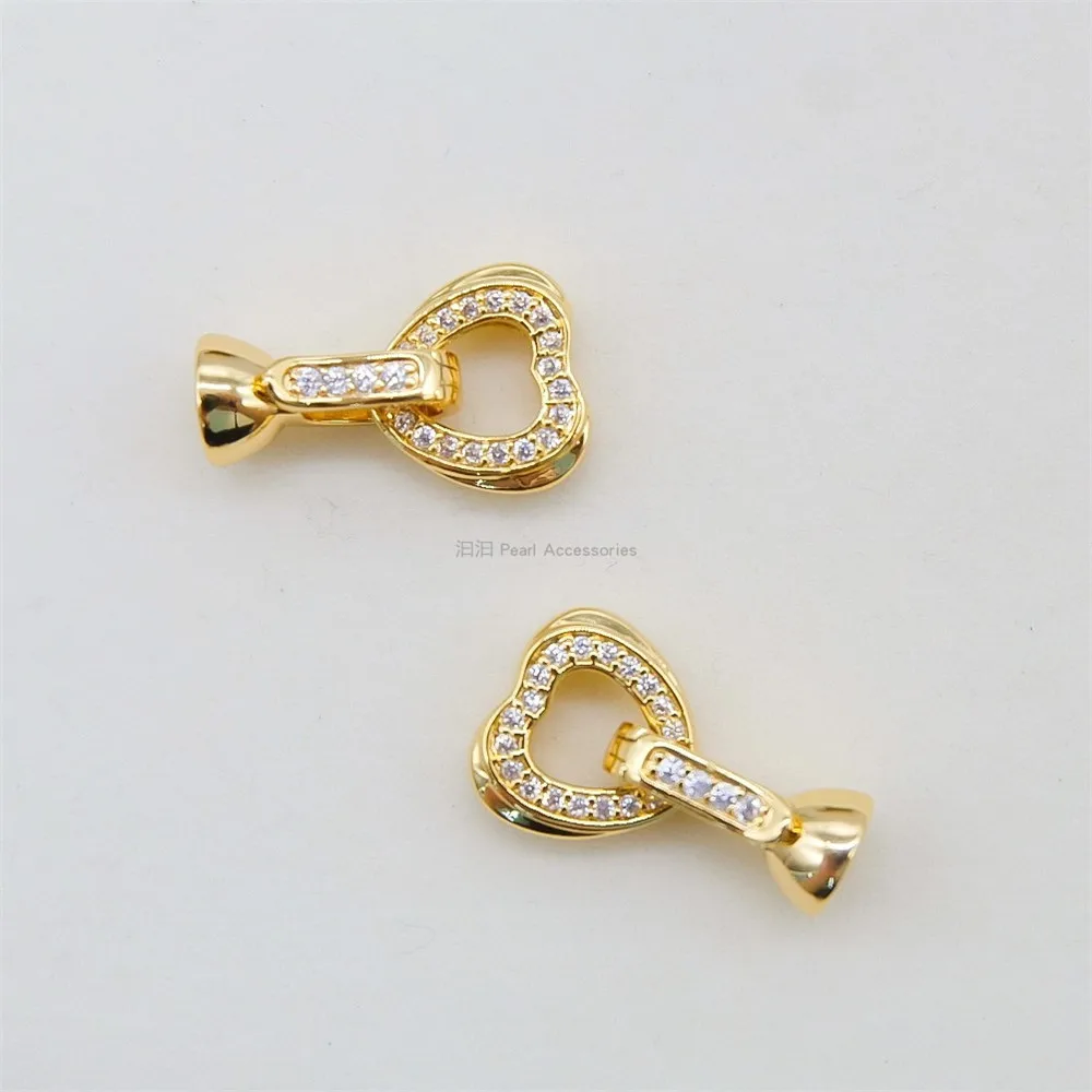 DIY Pearl Clasps & Hooks Handmade Accessories Classic Love Horn Buckle Copper Plated 18K Gold