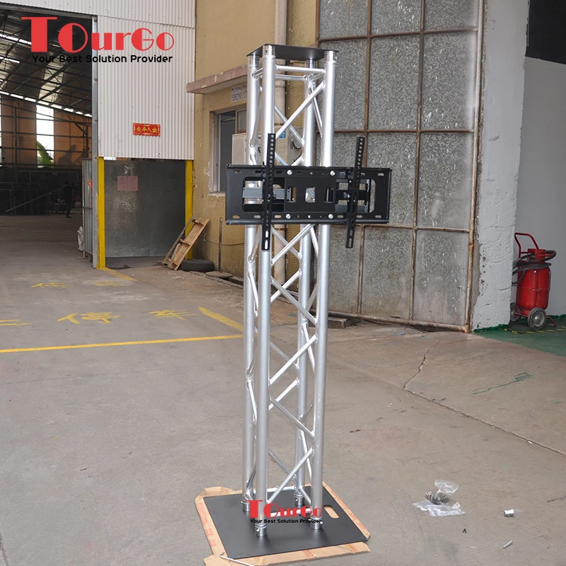 2m 6.56 ft Tall Aluminum Truss TV Stand for 50 Inch Monitors - Silver