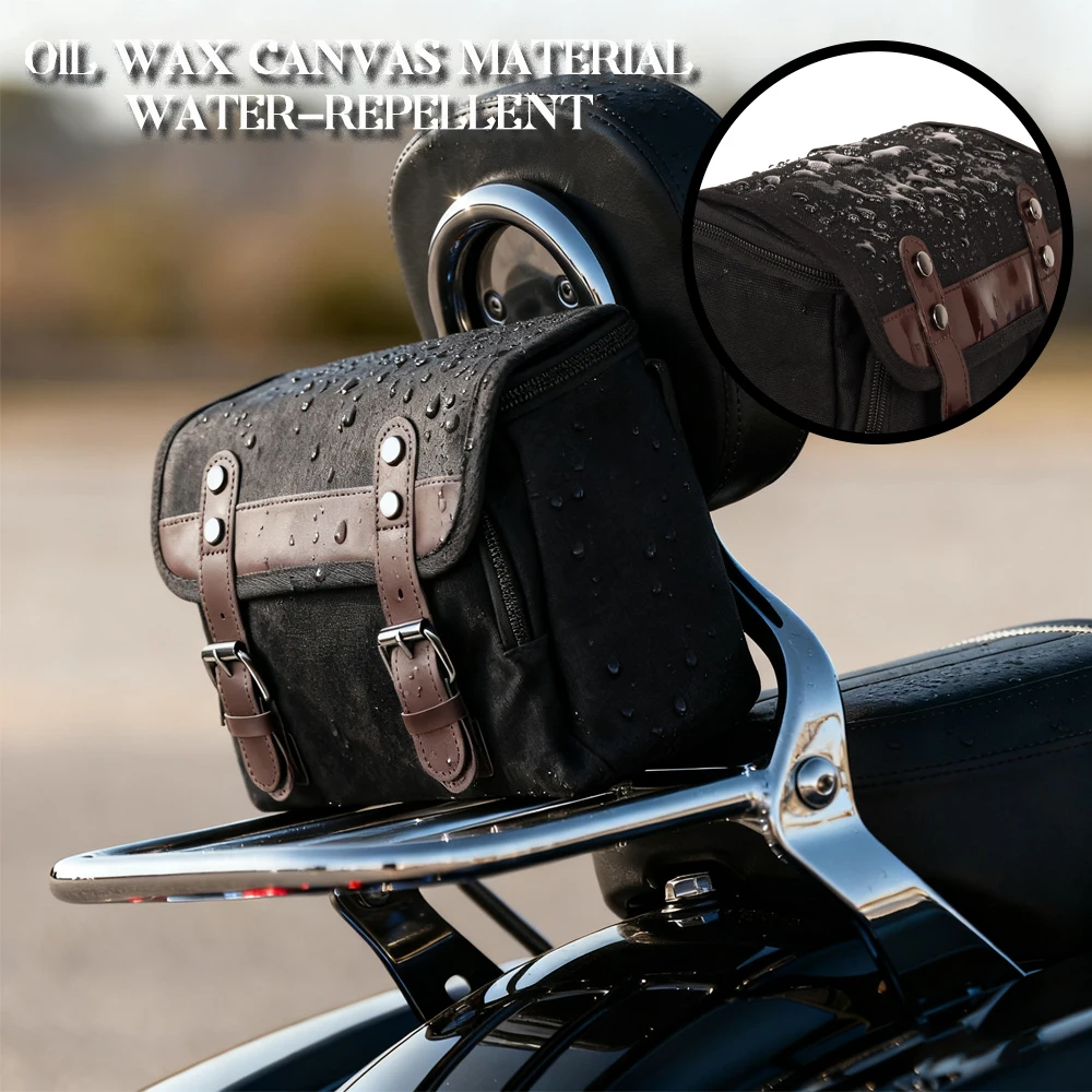 Vintage Motorcycle Backpack Waterproof Canvas Brown Retro Rear Seat Bag For YAMAHA BMW Biker Side Bag Motocross Saddlebags