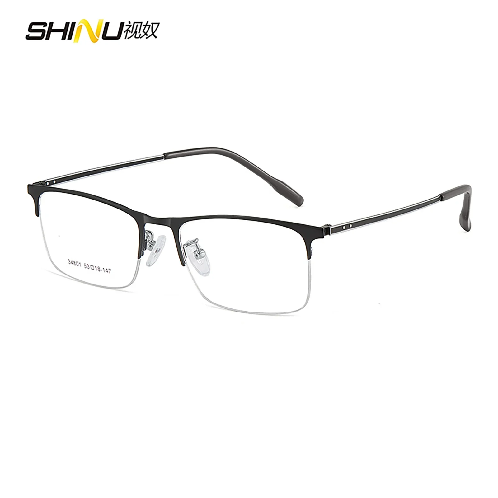 

Prescription Glasses Men Metal Glasses Half Frame Progressive/Photochromic Optical Lenses with Recipe Reading Glasses Men 138mm