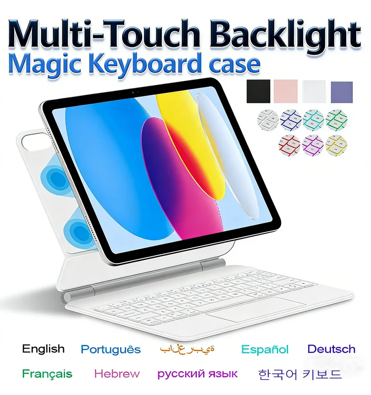 

Магнитный чехол-клавиатура Magic Keyboard для iPad Pro 11, 12.9, Air 4, Air 5, iPad 10-го поколения, Pro 12.9, 6-го, 5-го, 4-го, 3-го поколений