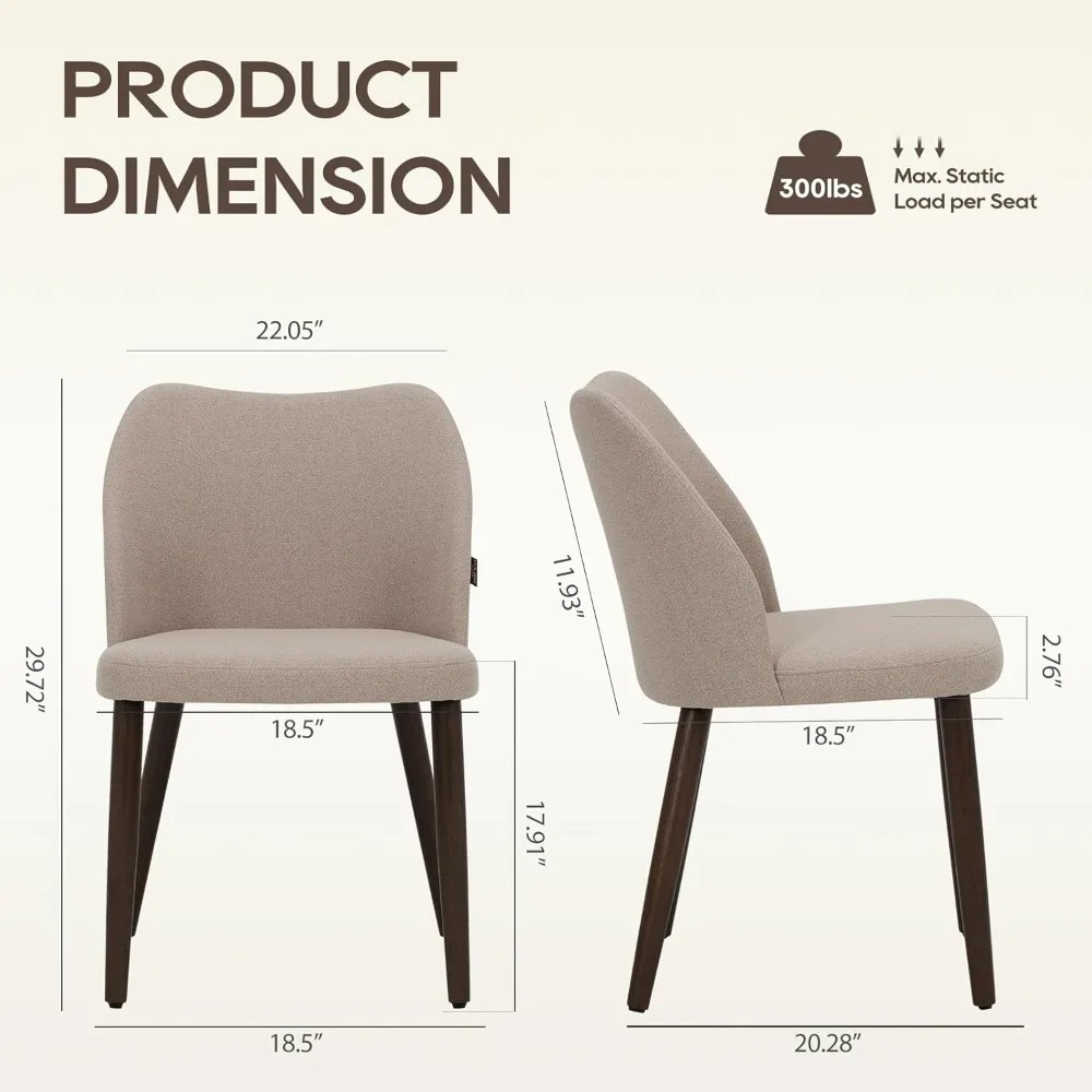 Wooden Dining Chairs Set of 4, Upholstered Kitchen Dining Room Chair, Modern Fabric Farmhouse Dinner  for Restaurant