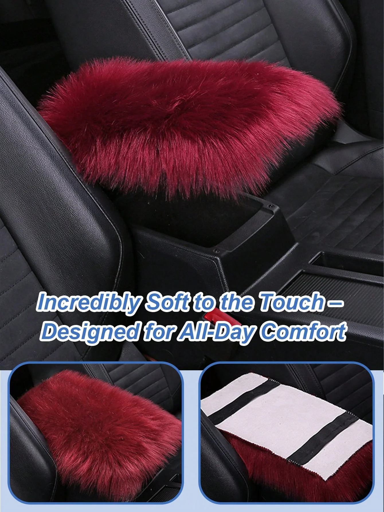 แผ่นรองที่วางแขนกำมะหยี่เนื้อนุ่ม – แผ่นรองคอนโซลกลางกำมะหยี่นุ่มสำหรับรถยนต์ SUV รถบรรทุก, ใช้ได้กับทุกรุ่น เบาะรองนั่งในรถสำหรับฤดูหนาวที่ให้ความอบอุ่น, N