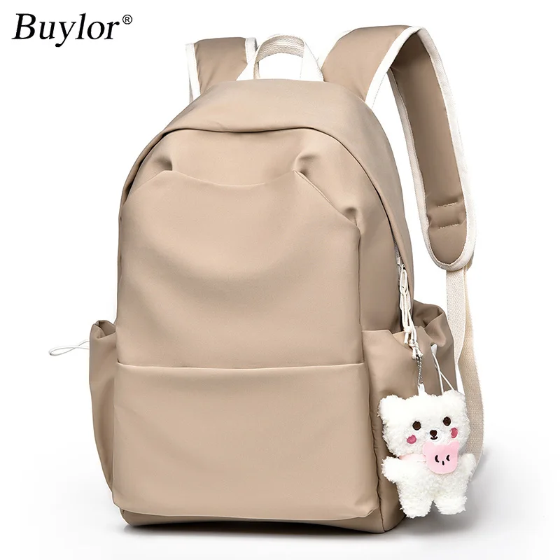

Buylor Large-Capacity Solid Student Backpack Female Schoolbag Male Backpack Fashion Daily Backpack for Work, School, Travel