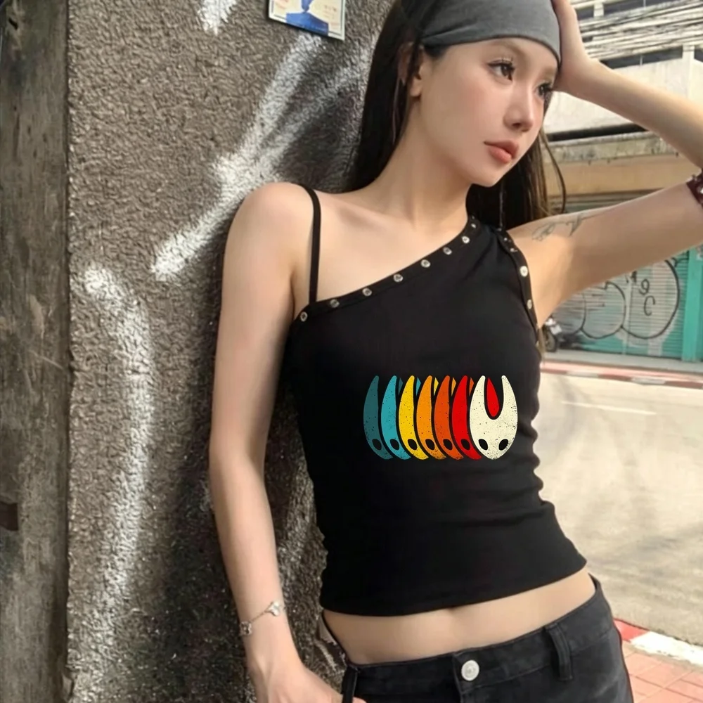 Hollow Knight cropped top ladies graphic japan cute grunge t shirt harajuku summer meme clearance sales streetwear