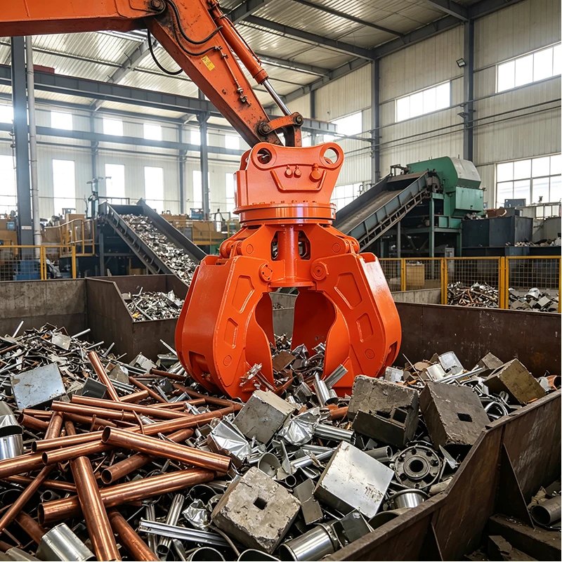 Excavator Orange Peel Grapple Hydraulic Material Handling Attachment for Scrap Yard Recycling Demolition and Loading Equipment