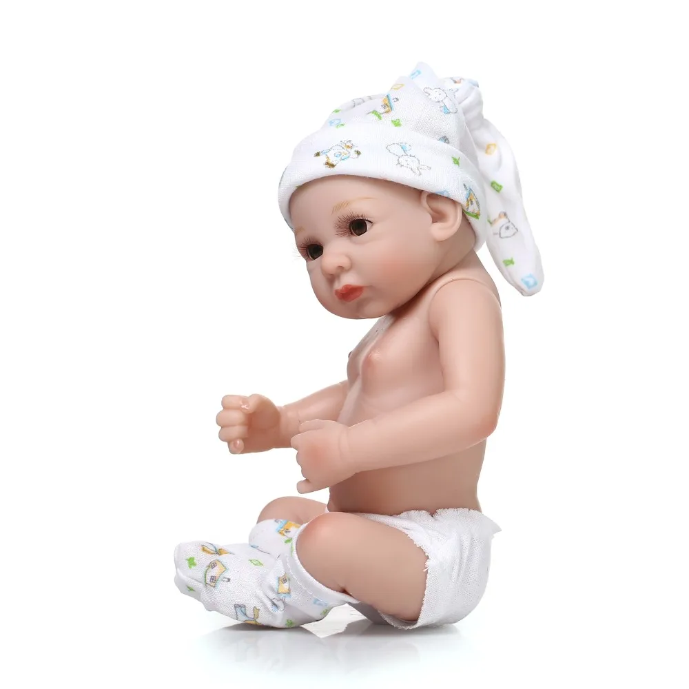 Full Silicone Doll Reborn Baby Doll Play Dolls 10inch 25cm Full Vinvl Body Washable With Quilt Lifelike Cute Gifts  Blue Boy