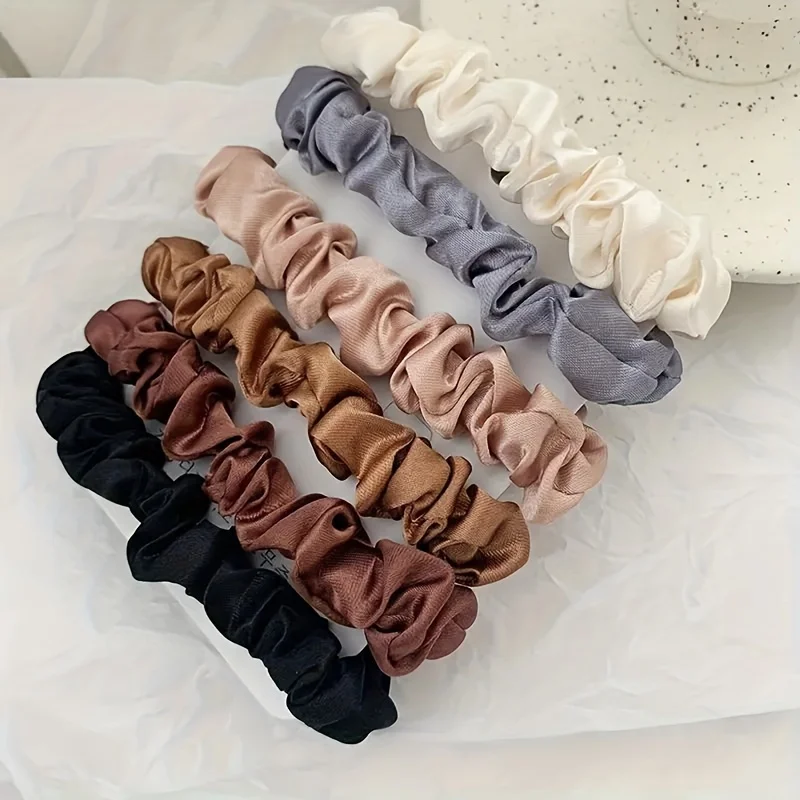 

6-pack ins elegant French satin hair rings versatile basic imitation silk hair rope headband hair accessories headdress