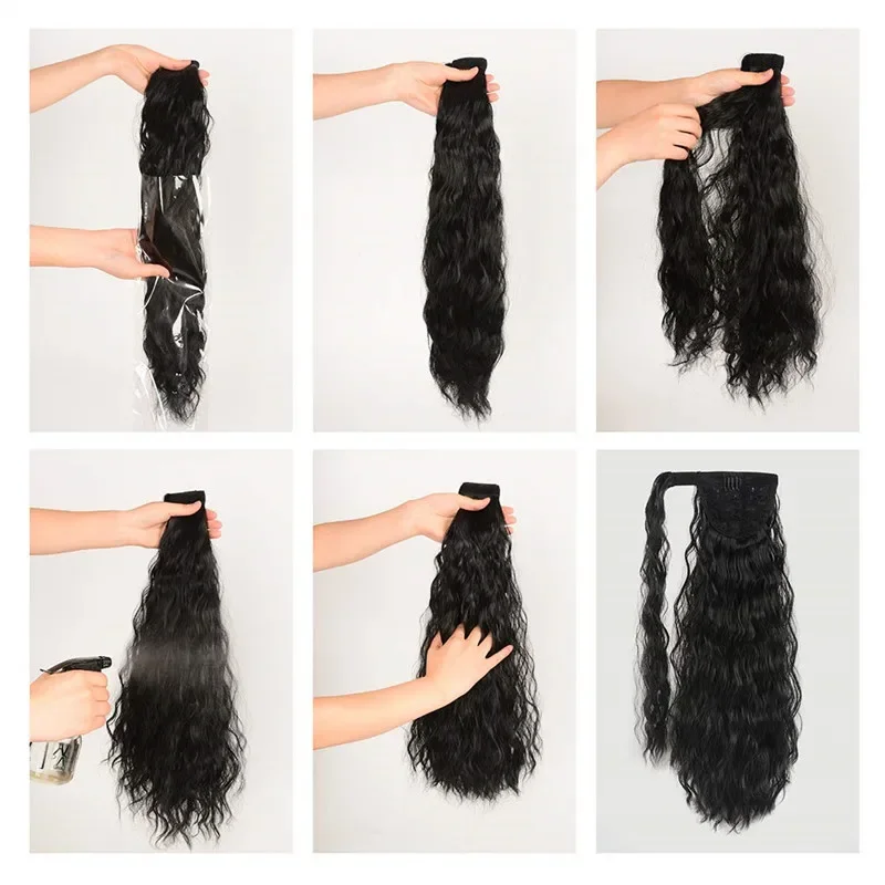 long Curly Ponytail Natural hair extension Wrap On Clip Hair Ponytail Extensions for Women Blonde Black Horse Tail Synthetic