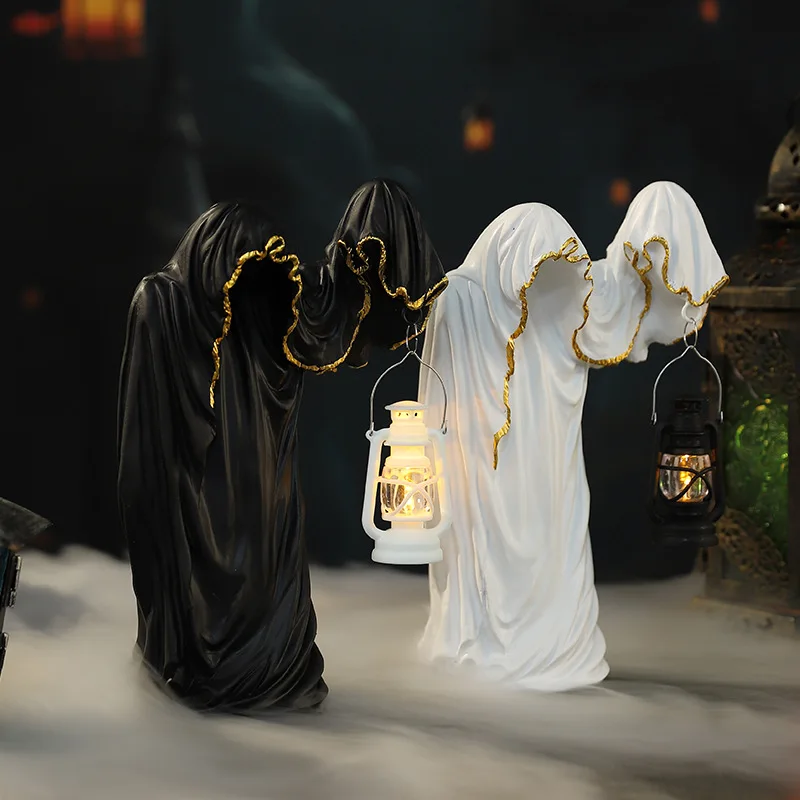 

Realistic Hunched Wizard Statue - Resin Dark Mage Decor for Halloween & Movie Scenes | Haunted House Prop | Gothic Home Accent