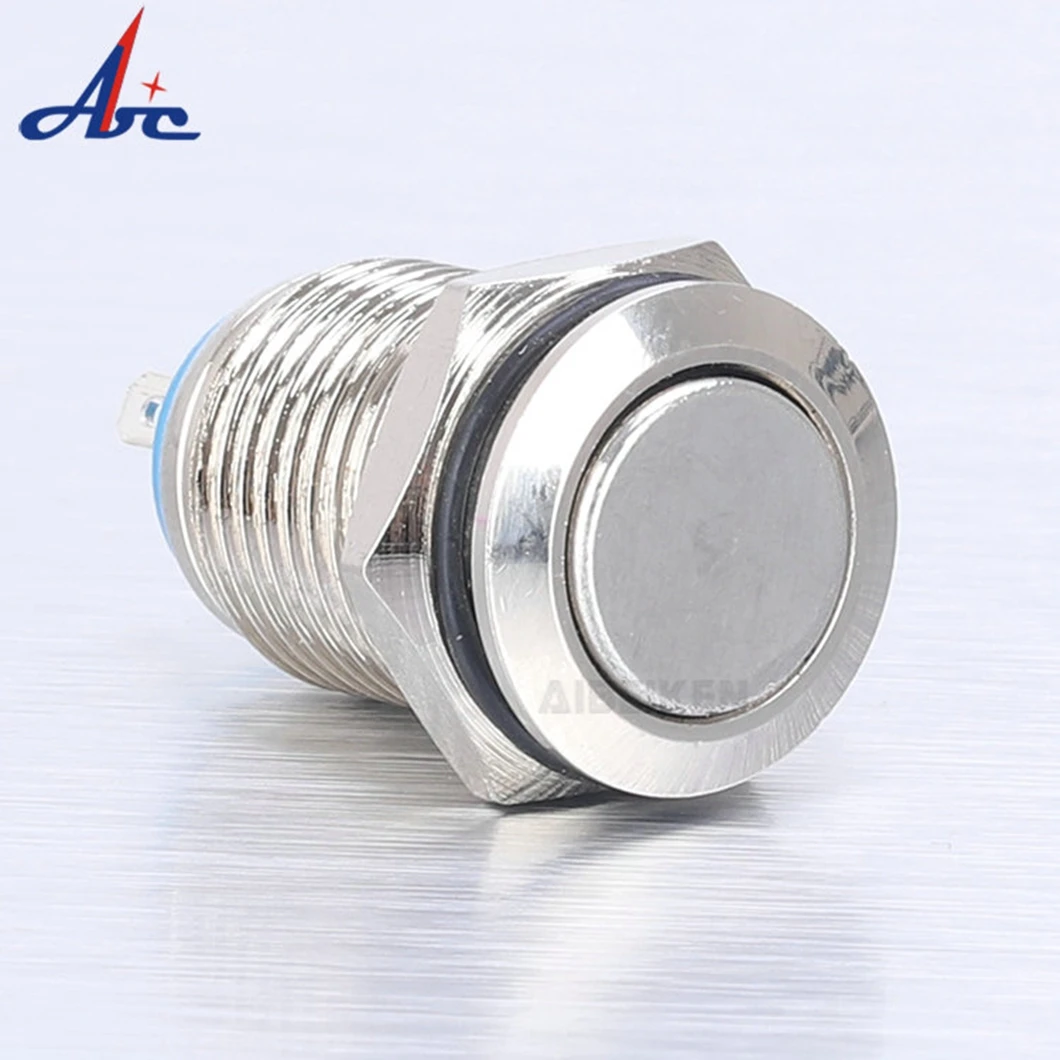 ABILKEEN High Quality 10/12MM Flat/High Round Head Metal Push Button Switch 1NO1NC with 2-Pin Terminal Momentary/Self-Latching