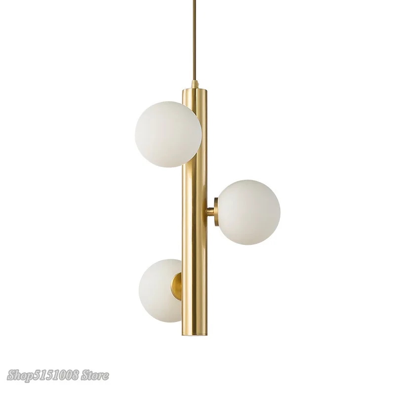 Nordic Designer Golden Pendant Lights Creative Magic Bean Frosted Glass Ball hanging lamp Living Room Bedside Led Light Fixtures