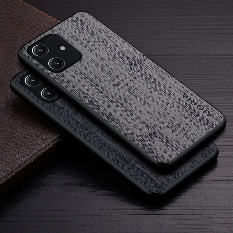 Case for Redmi 12 5G 4G funda bamboo wood pattern Leather phone cover Luxury coque for xiaomi redmi 12 case capa