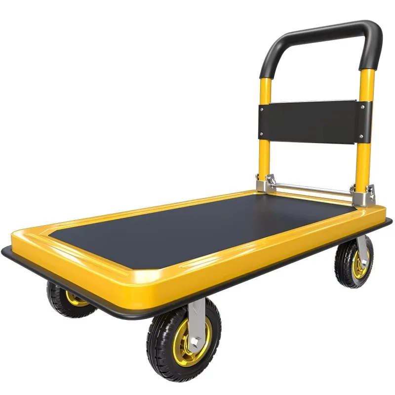 

Colored Steel Plate Folding Household Transporter Four-Wheel Trolley Warehouse Trolley with OEM Customization Support