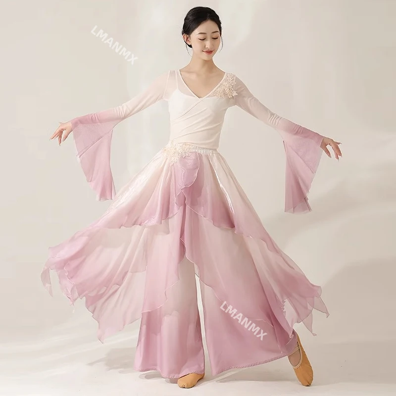 New Classical Dancing Dress Gradient Yarn Clothing Light Pants Exercise Clothing Chinese Classic Dance Dancing Dress