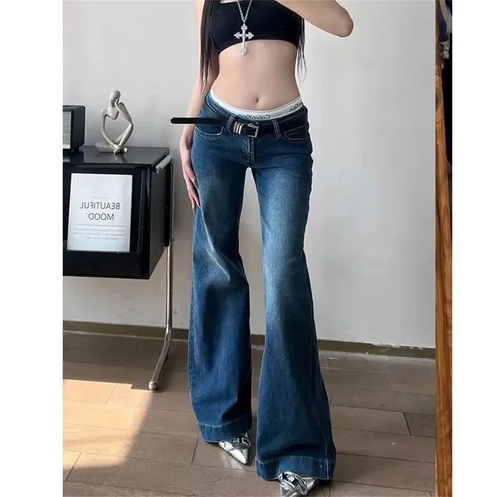 

Low Waisted Jeans Women Y2K Streetwear Flares Pants Korean Fashion Harajuku Chic Slim Denim Spring Summer Sexy Wide Leg Trousers