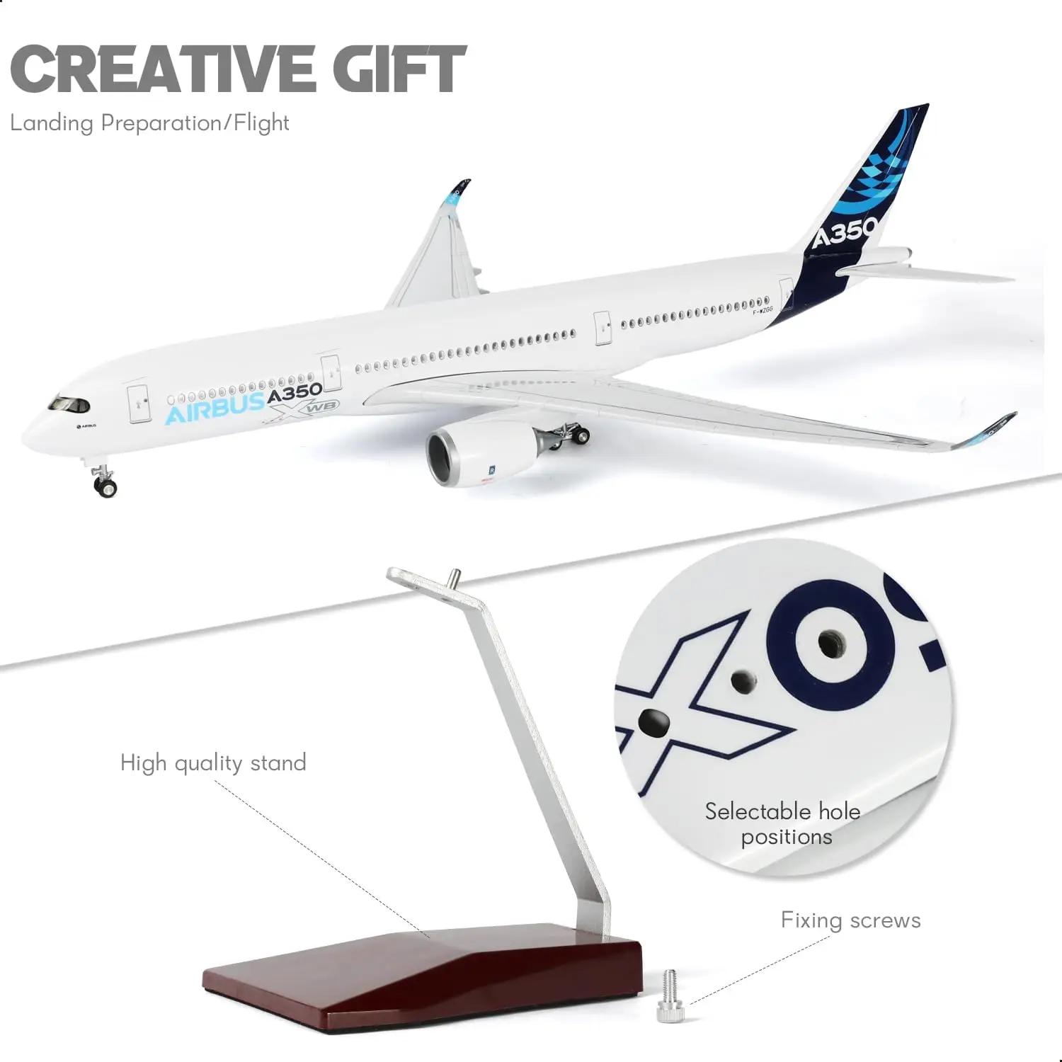

Airplane diecast 47CM Scale A350 Prototype Airline Plane Model toys for children collectible miniatures Model kit for adults