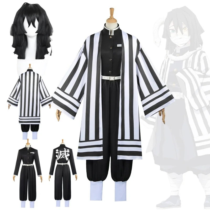 

Аниме Iguro Obanai Косплей Костюм Парик Iguro Obanai Вышивка Кимоно Униформа Рождество Хэллоуин Одежда для вечеринки