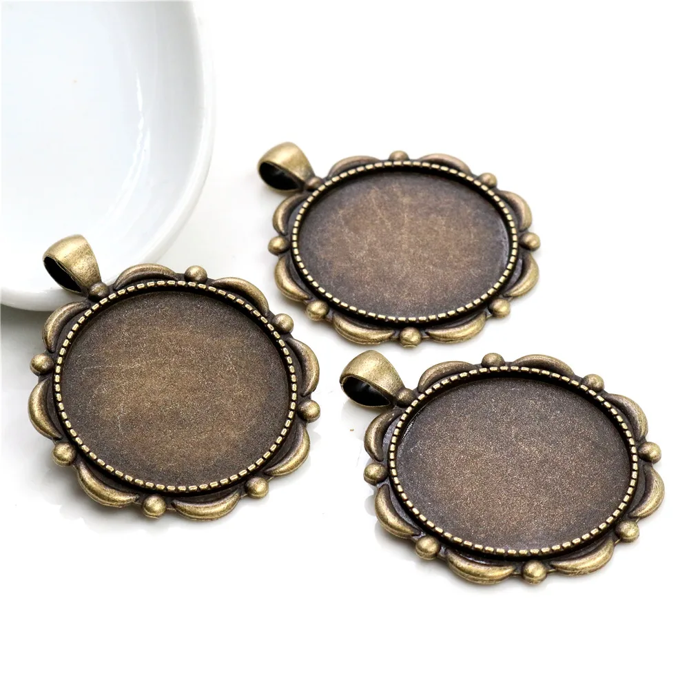 5pcs 30mm Inner Size Black and Antique Silver Plated and Bronze plated Classic Style Cabochon Base Setting Charms Pendant