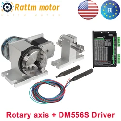 CNC Rotary Fourth 4th Axis Dividing Head Rotation Axis 4:1 K11-65mm With DM556S Driver For Router Milling Machine