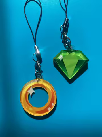 Sonic Ring &amp; Chaos Emerald | Phone Charm | Acrylic pendant