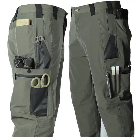 Men's Quick Dry Tactical Pants Water Resistant Outdoor Pants Lightweight Stretch Cargo Hiking Mountain Fishing Camping Pants