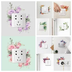 Switch decorative stickers Warm flowers Wall socket light switch Home decor Simple wallpaper wallpaper self-adhesive waterproof