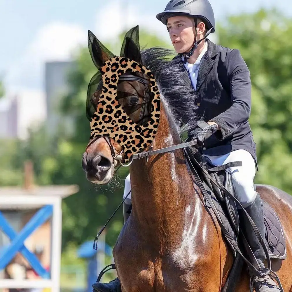 Capucha repelente de moscas para caballos, protección Uv transpirable, cojín facial con orejas, sombra cómoda para ojos para caballos