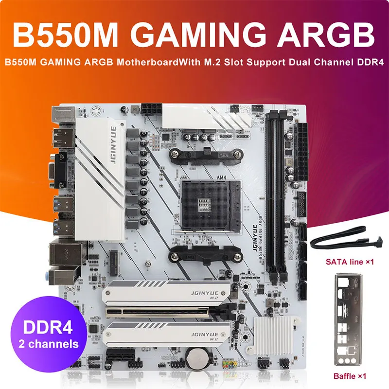 B550M GAMING ARGB Motherboard AM4 m‑ATX for AMD Ryzen 5 5600 5700X3D CPU DDR4 Dual M.2 NVMe PCIE4.0 5V ARGB Sync Desktop Gaming