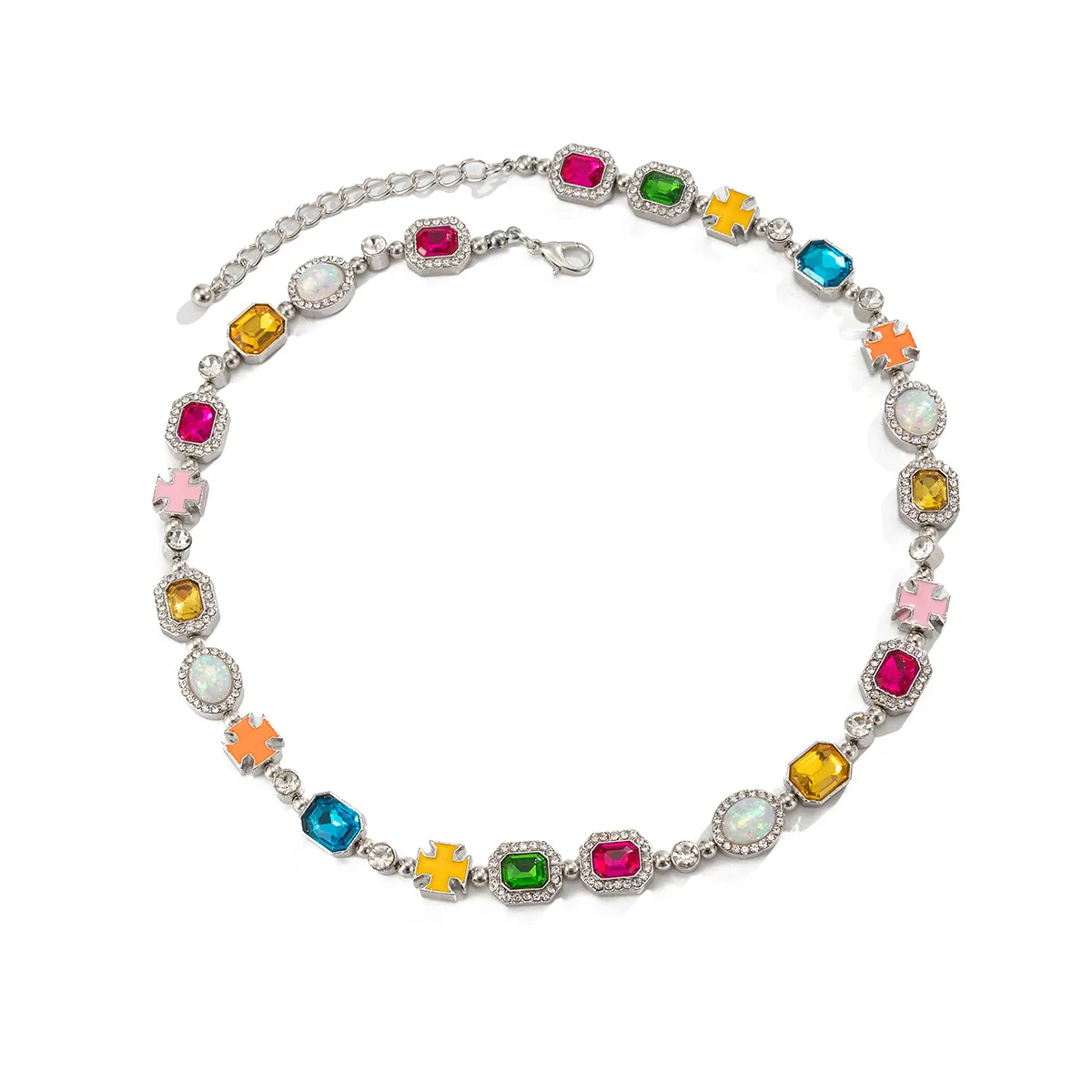 

Ожерелье-пазл в стиле хип-хоп с разноцветными камнями, роскошное украшение с инкрустацией стразами, подарок для женщин и мужчин