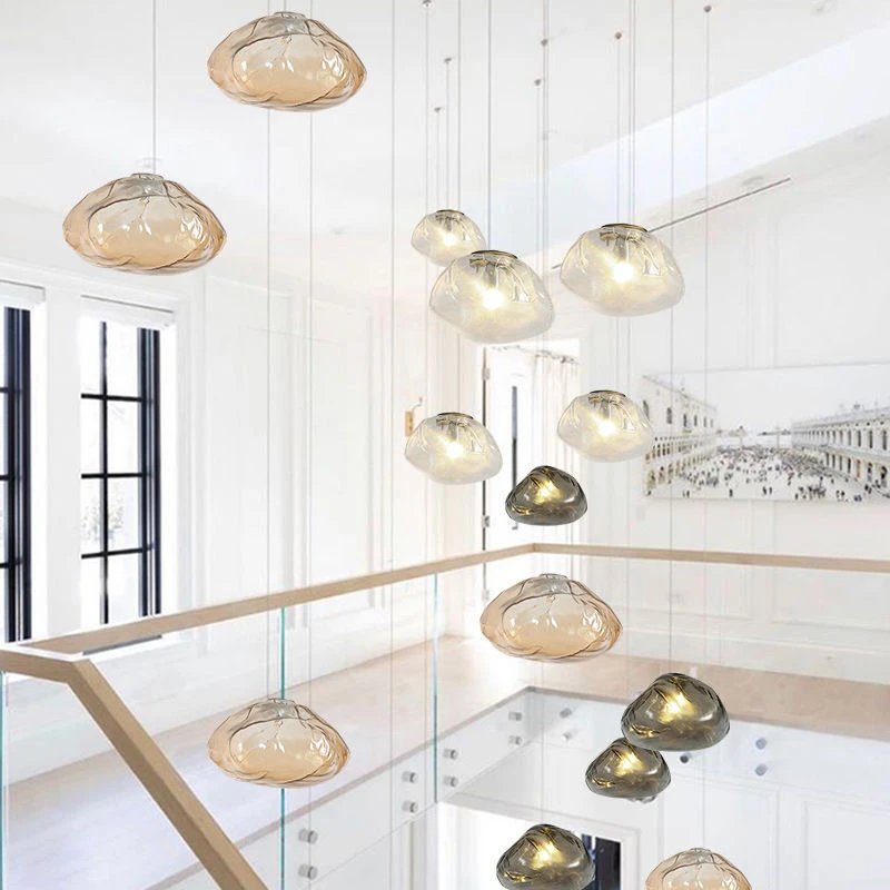 Nordic Cloud Glass Pendant Lights Blown Embossed Art Hanglamp Restaurant Light Bedroom Living Room Bar Crystal Suspension Lamps