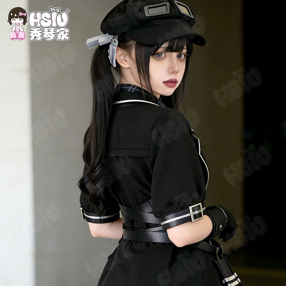 쿠로베 나노카 코스프레 가발 HSIU 60CM 검은색 긴 머리 내열성 가발 + 가발 모자 게임 마법 소녀 마녀 재판 코스프레 가발