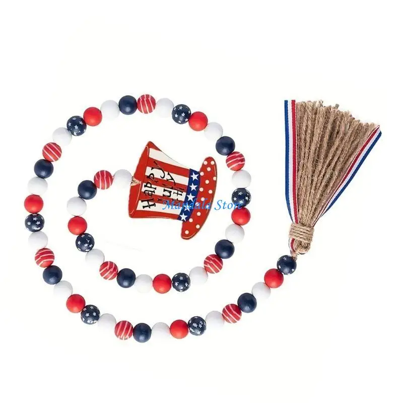 

U2JC Independences Day Bead Garlands with Tassels Patriotics Labor Day Bead