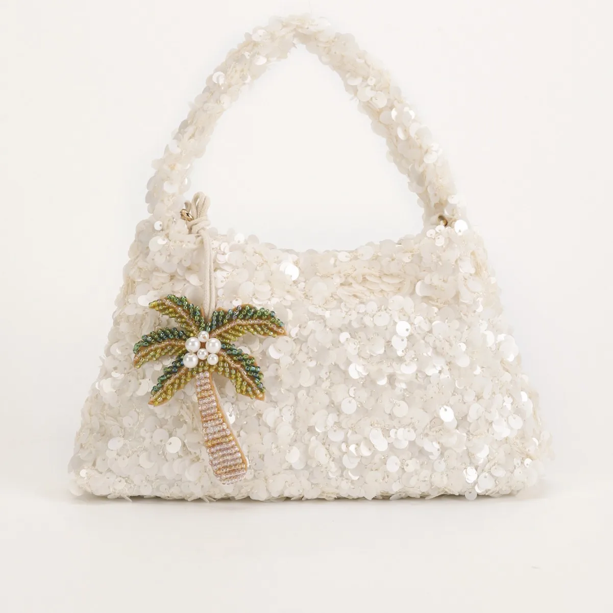 

New bead handbag women's fashion high-end sequins dinner bag shoulder messenger bag bag coconut tree
