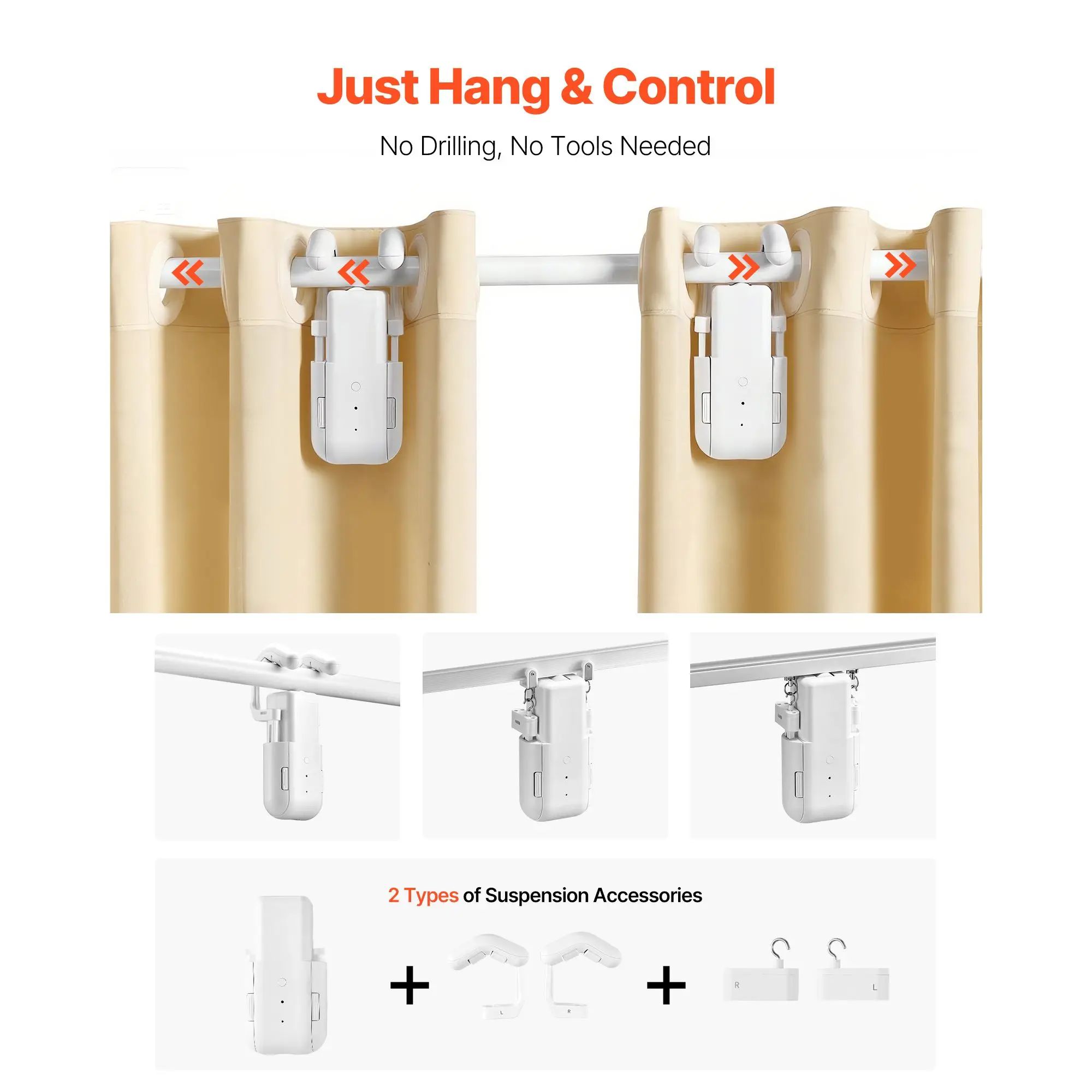 Automatic Curtain Opener, 2 Pack, APP and Remote Control, Hub Included, Electric Smart Compatible with Alexa Google Home, Timed