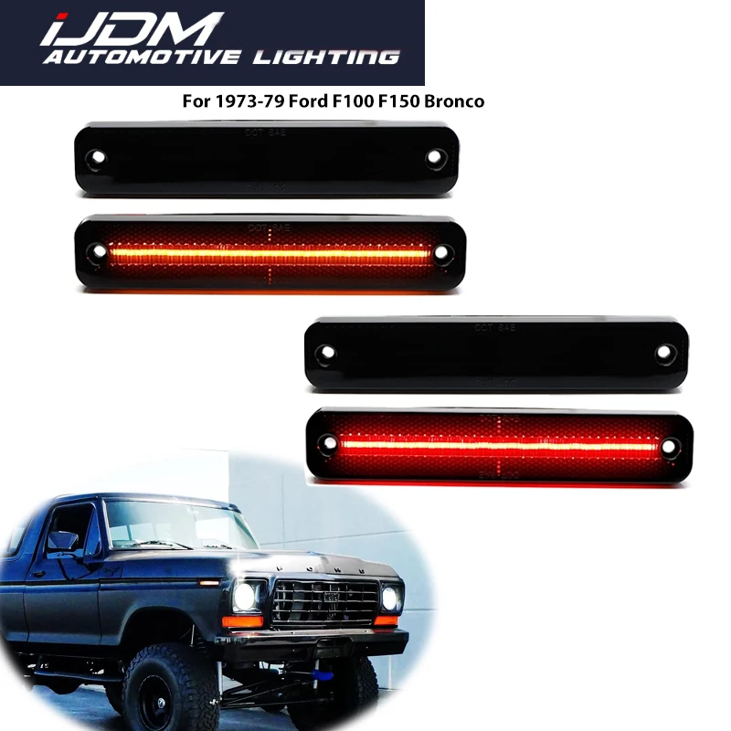 2pcs For Ford Bronco F Truck F100 F150 F250 F350 F500 Econoline E100 E150 E250 E350 F&R Amber Red Led Fender Side Marker Lights