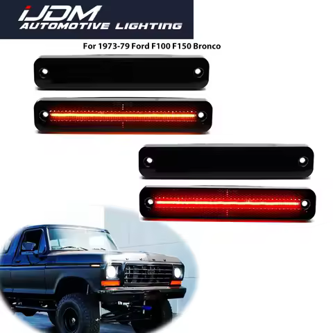 2pcs For Ford Bronco F Truck F100 F150 F250 F350 F500 Econoline E100 E150 E250 E350 F&amp;R Amber Red Led Fender Side Marker Lights