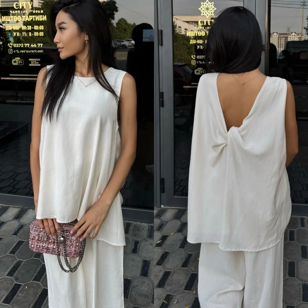 

Customized White Chiffon Evening Dress Classic O-neck Vestido De Festa Simple Cap Sleeve Floor Length Special Occasion Gowns