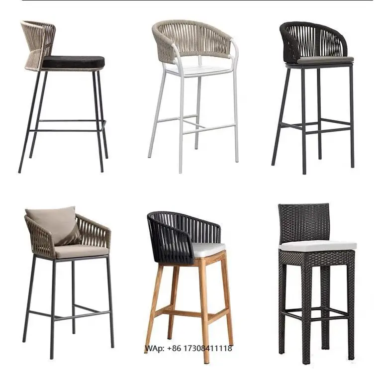 Nordic light luxury outdoor bar chair metal frame high stool suitable for restaurants, cafes and bars